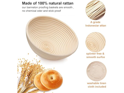 1Kg 9 Zoll Oval Gärkorb Maßgeschneiderte Große Größe Brot Backset Rechteckiges Rattan