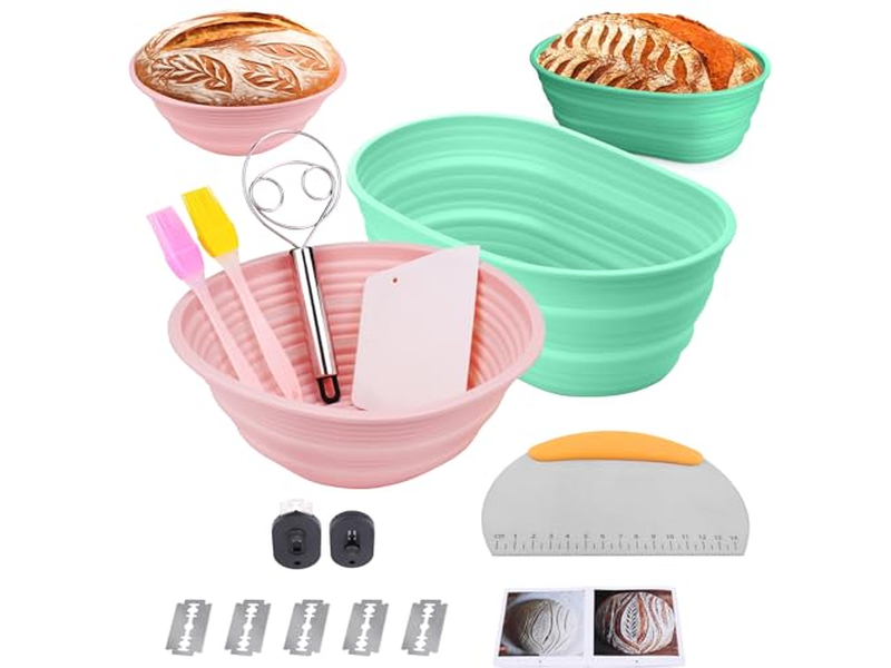 Gärkorb Plastik Rattan Brotset Starter Behälter Fermentation Blau